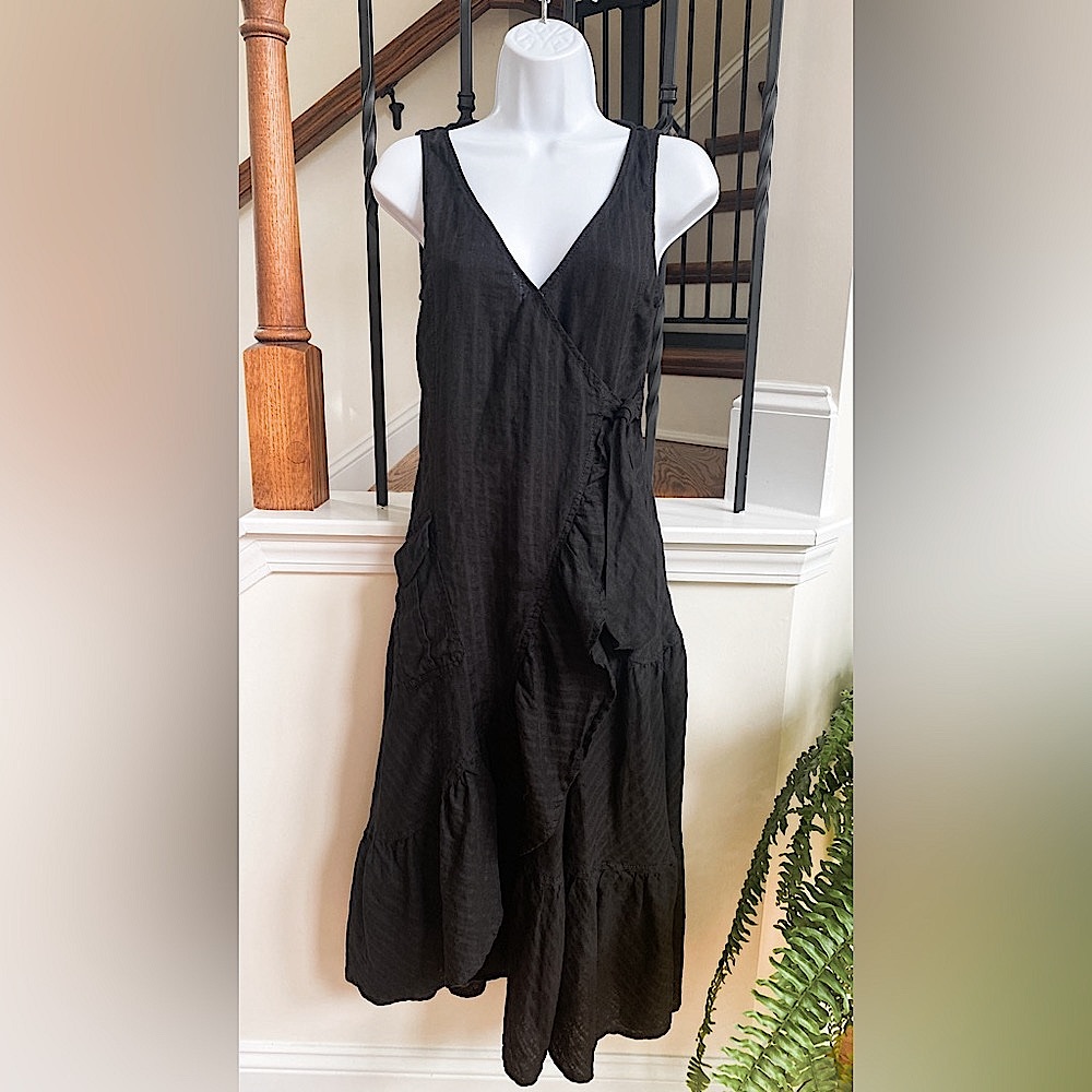 Max Mara Weekend Black Linen V-Neck Sleeveless Dress 2